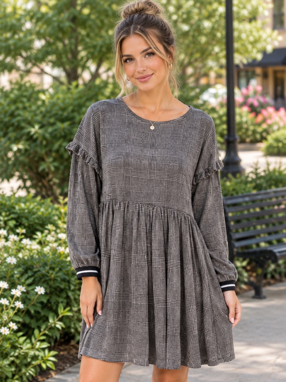 Zara Gray Long Sleeve Dress